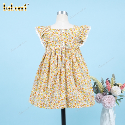 Plain Dress Green Floral For Girl - BB3307
