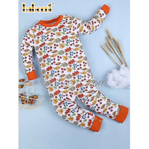 Nice fall leaves boy long bubble - BB2381I