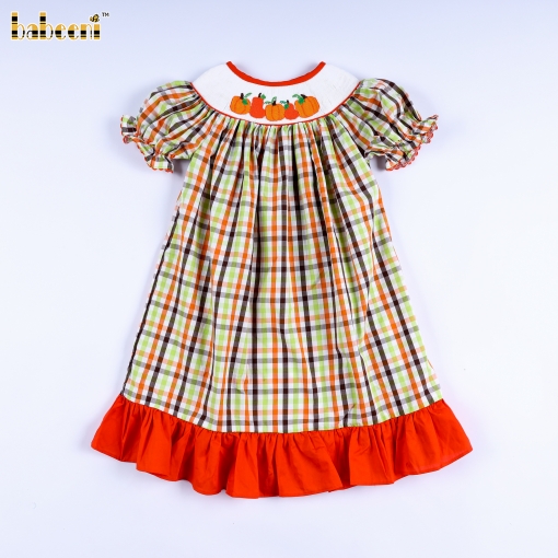 Pumpkin smocked bishop dress for girl - BB1566
