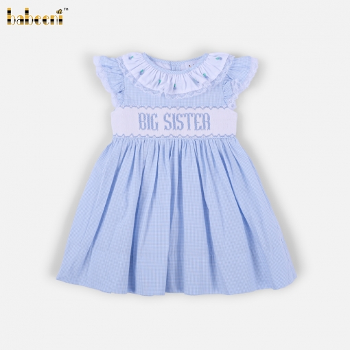 Baby Sister Blue Gingham Flutter Sleeve Dress - BB3601