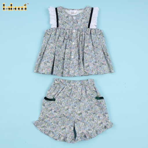 Girl 2-piece Set Mallard Green Floral - BB3369C