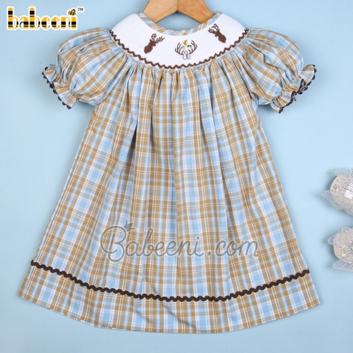 Baby girls reindeer smocked bishop - BB2631E
