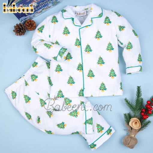 Printed Christmas tree boy pajama set - BB2351