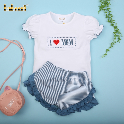 I love Mom hand smocked baby two piece set – BB3050A