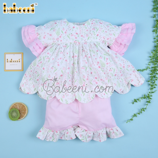 Lily floral printed girl two piece set – BB3080A
