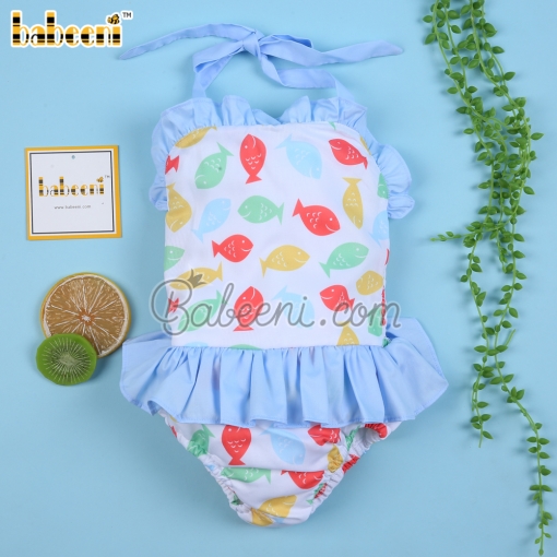 Fish printed girl one piece swimwear – BB3082