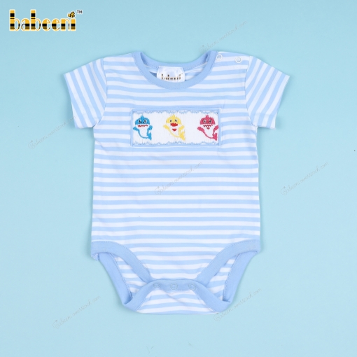 Smocked Bubble With Baby Sharks For Boy - BB3367