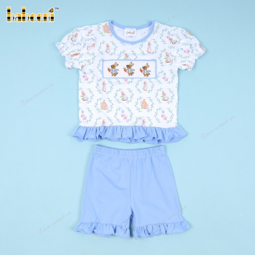 Easter Bunney Smocked Outfit For Girl- BB3351B